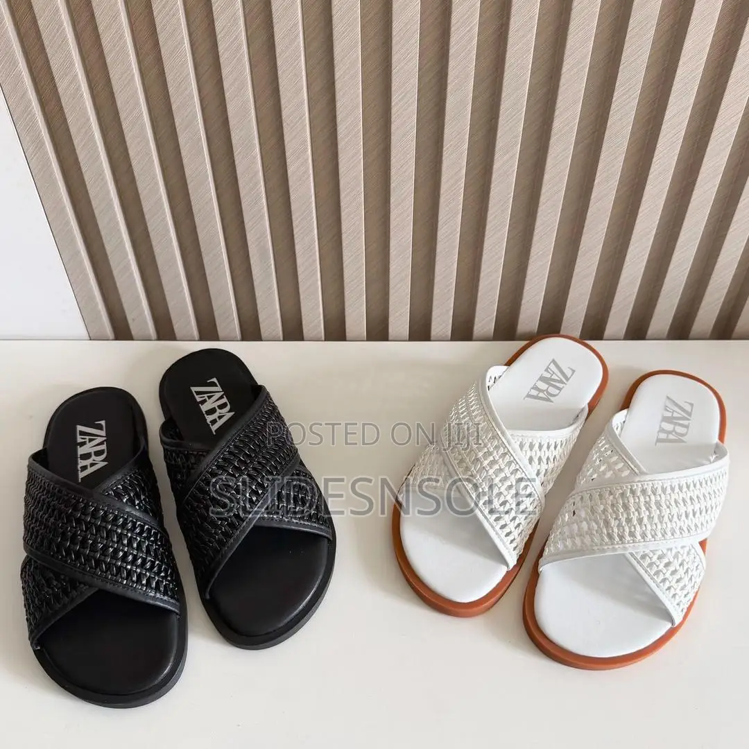 Zara Woven Criss-Cross Slide Sandals