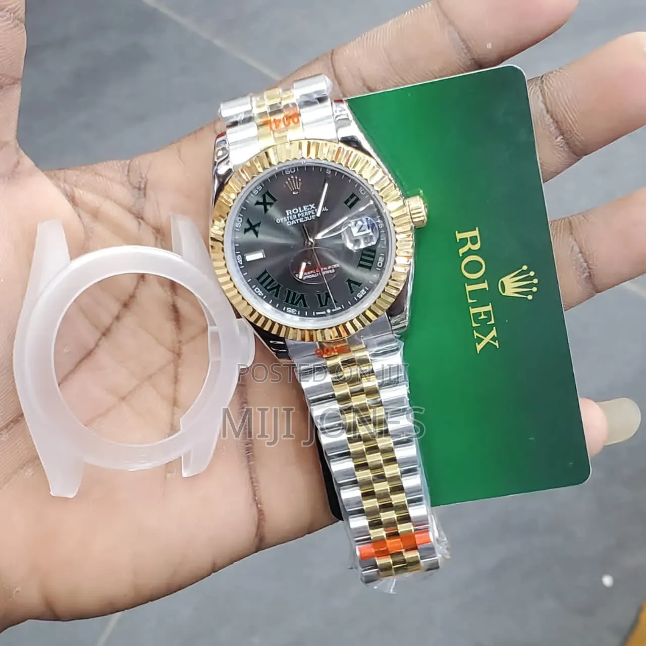 High Grade Rolex Inspired Two-Tone Watch- Gold+Silver Chain |Gold Dial