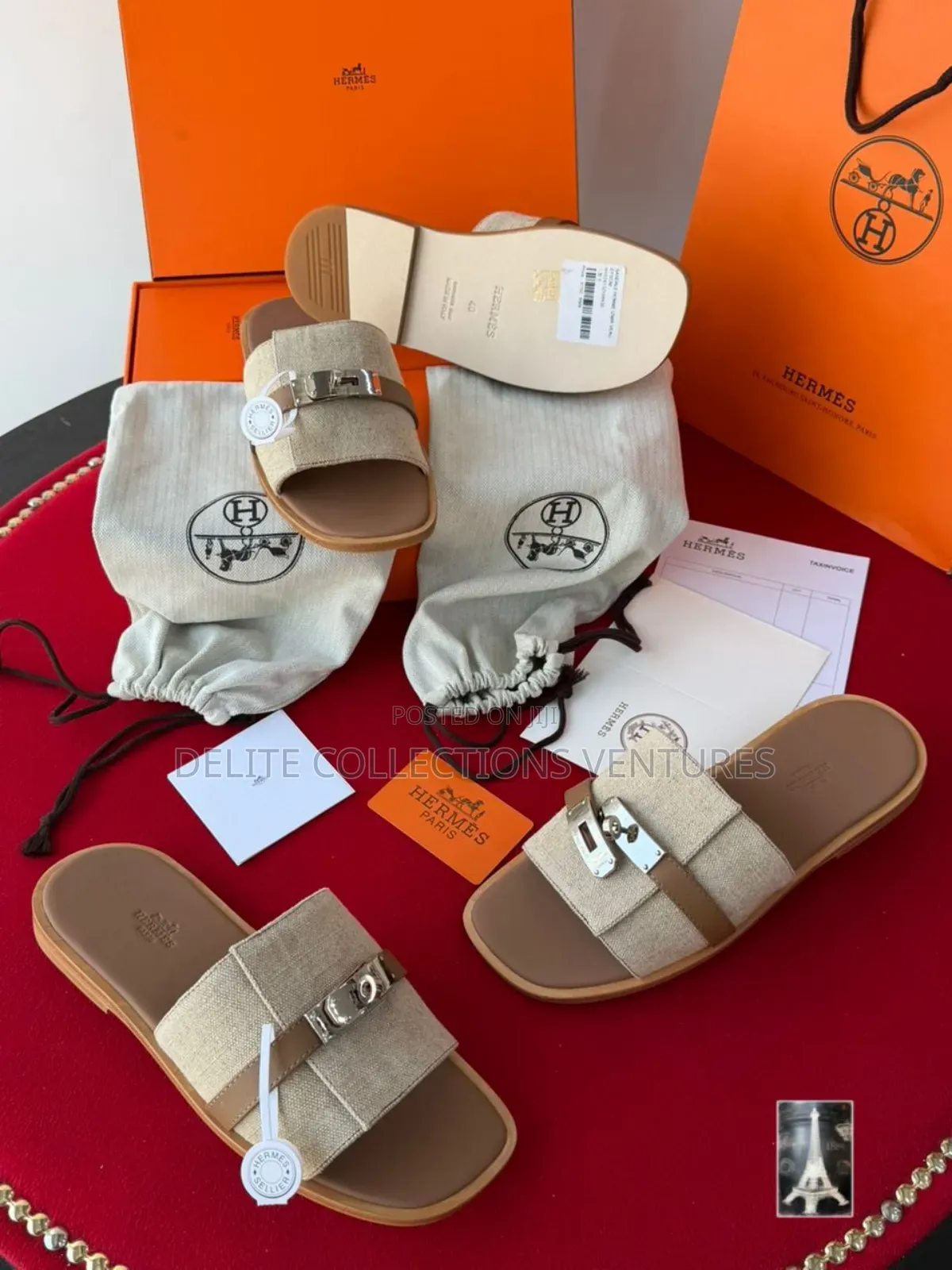 Original Hermes Gabriel Sandal. 
Color: Beige / Naturel Clair