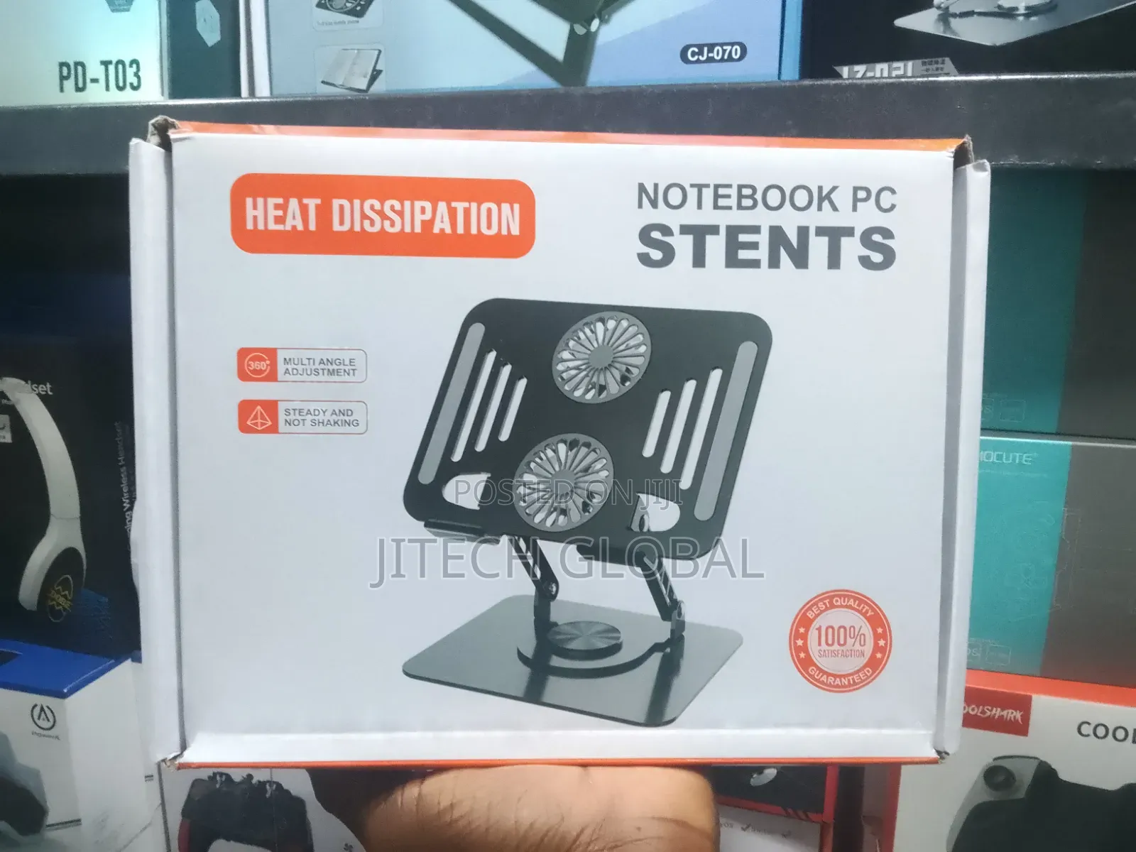 Aluminum Rotating Laptop Stand 360 With Dual Cooling Fans