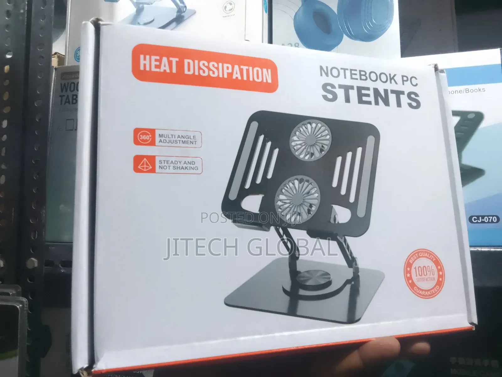 Aluminum Rotating Laptop Stand 360 With Dual Cooling Fans