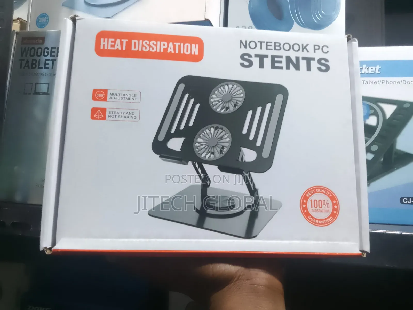 Aluminum Rotating Laptop Stand 360 With Dual Cooling Fans
