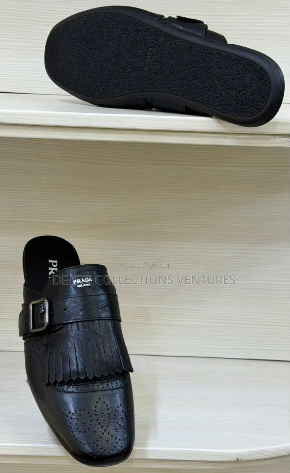 *Original Prada Shuffle Fringed Leather Mules Available in Store 