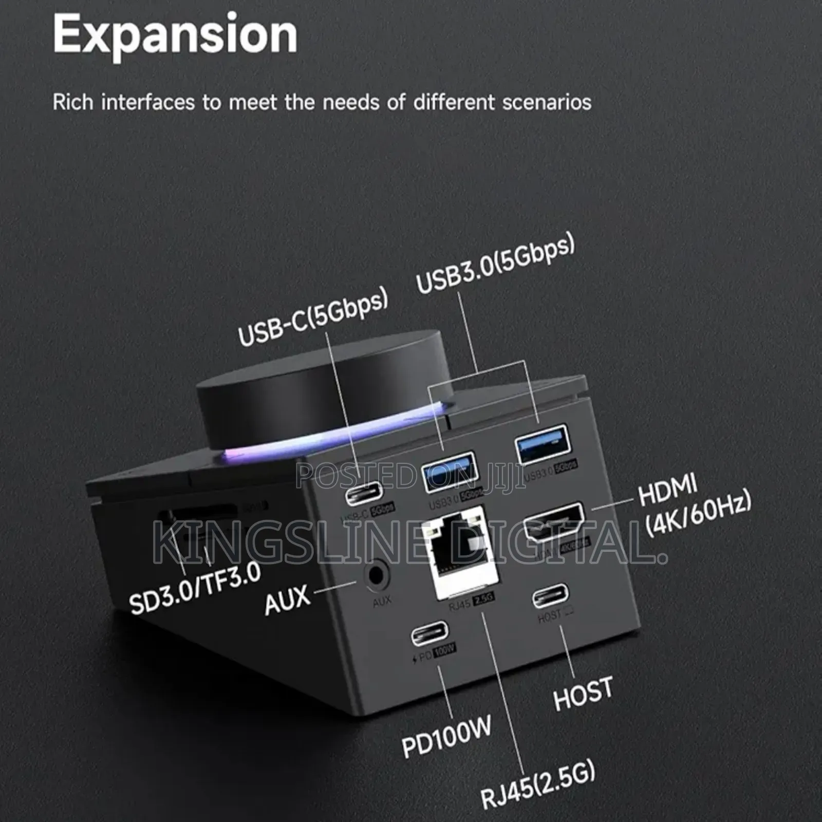 Hagibis Knob Usb C Hub With Shortcut Buttons, RGB Docking Station