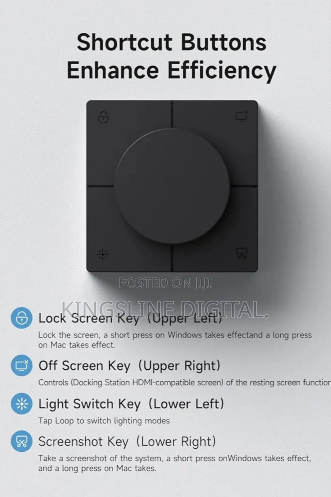 Hagibis Knob Usb C Hub With Shortcut Buttons, RGB Docking Station
