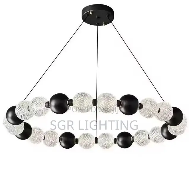 Nordic Round Acrylic Iron Ball Pendant Lamp for Dining Living Room