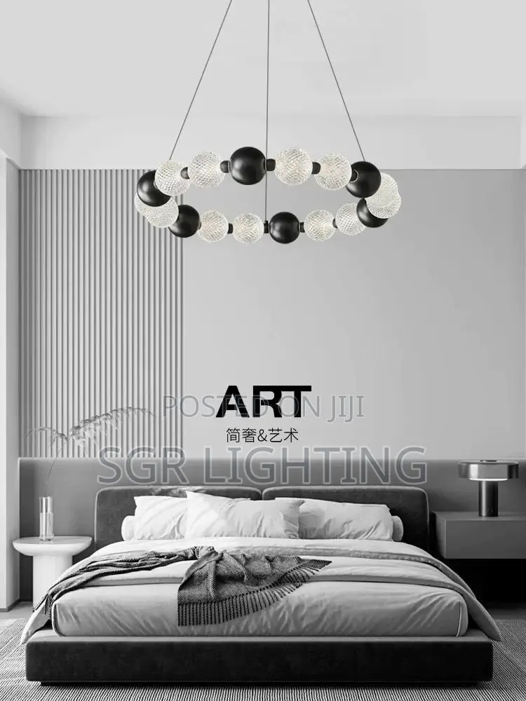 Nordic Round Acrylic Iron Ball Pendant Lamp for Dining Living Room