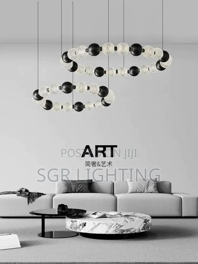 Nordic Round Acrylic Iron Ball Pendant Lamp for Dining Living Room