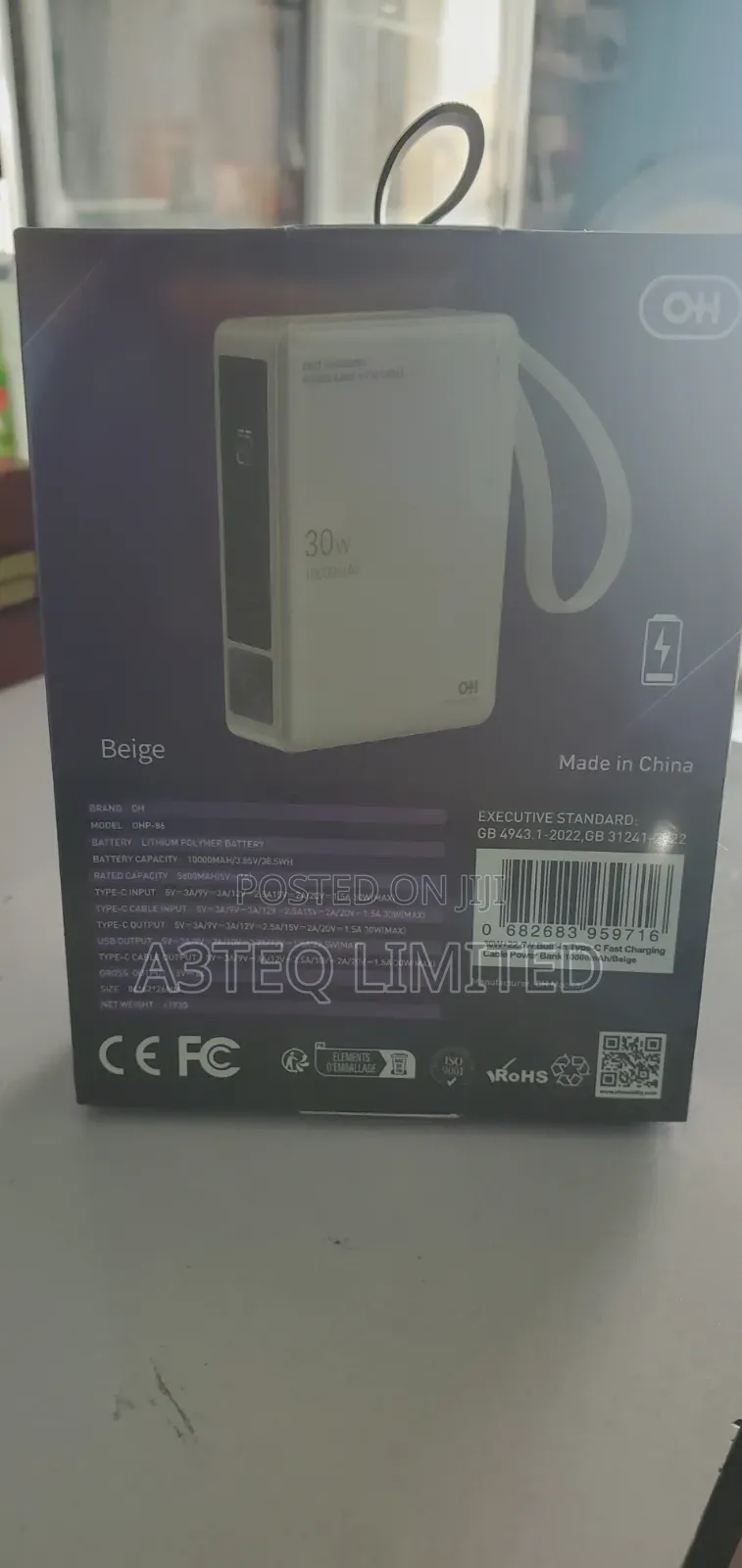 30watt 10,000mah Portable Power Bank