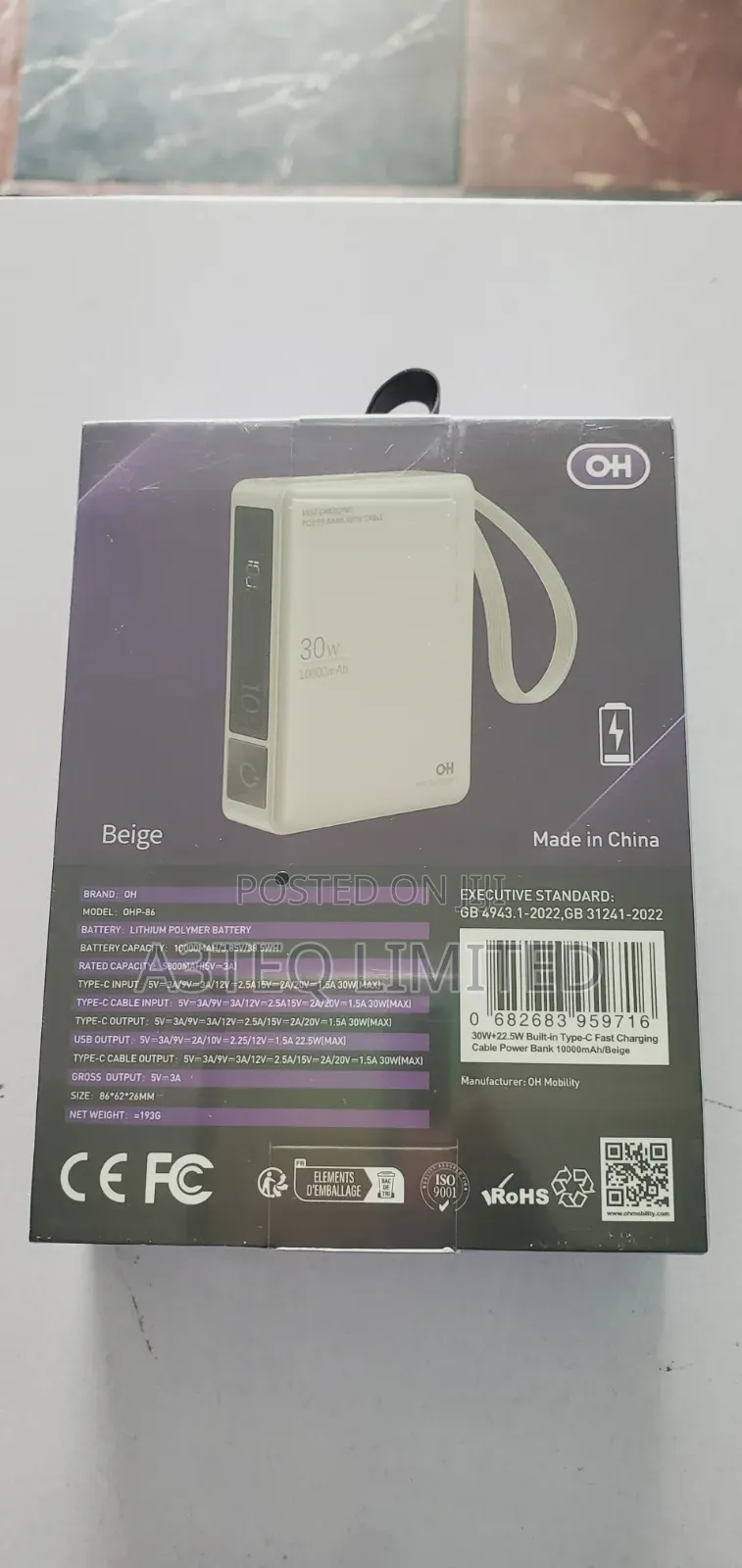 30watt 10,000mah Portable Power Bank