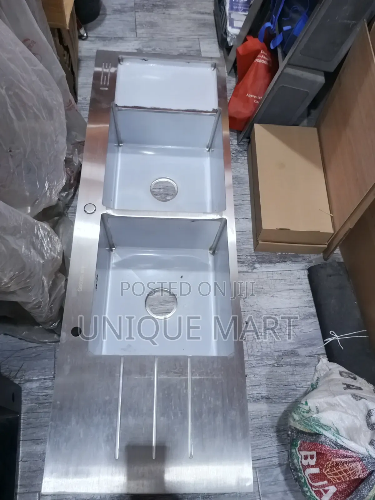 50 by 150 Cm Large Satin Kitchen Sink With Double Bowl Double Tray