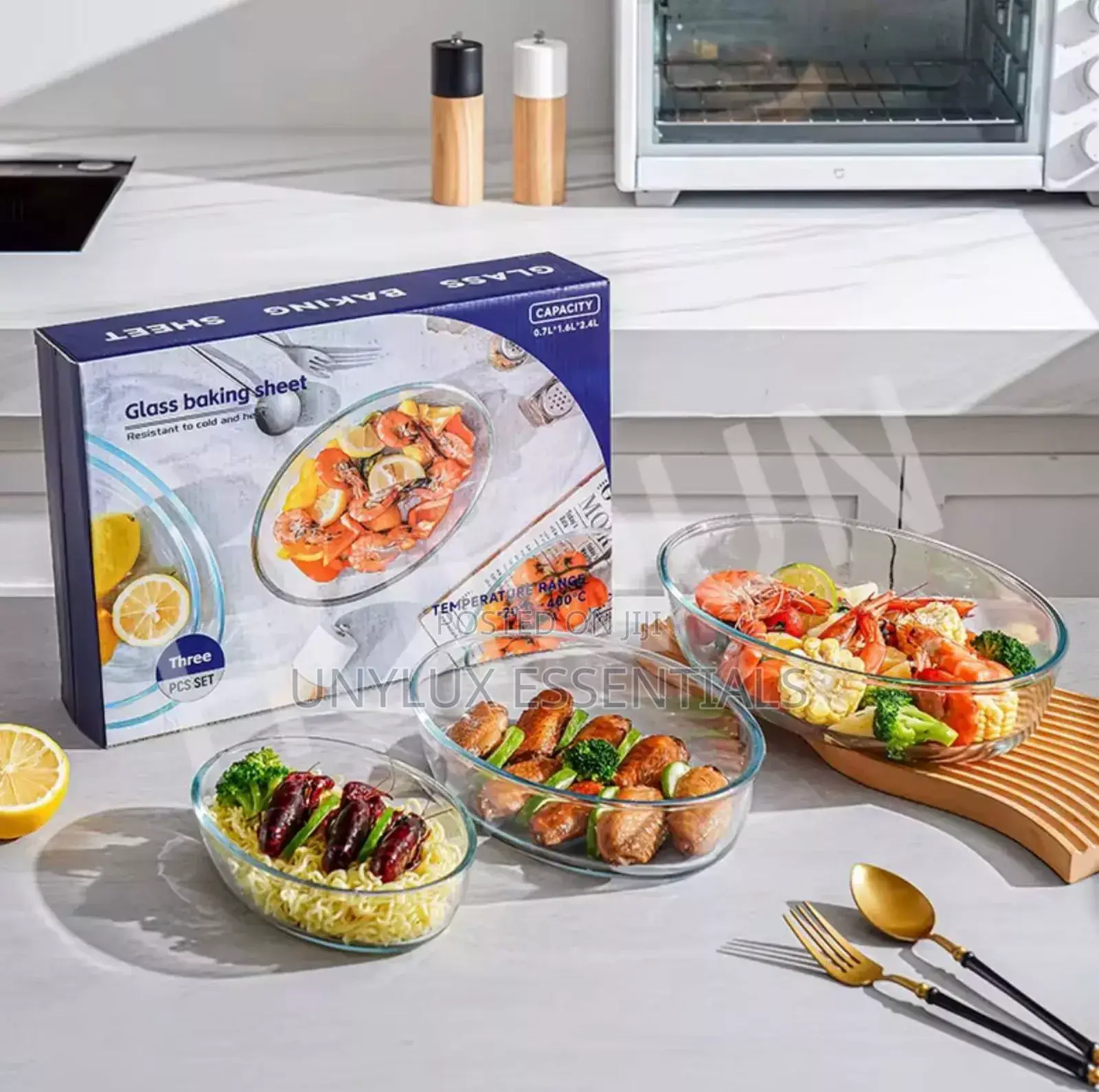 Microwave Safe 3pcs Oven Glass Baking Sheet