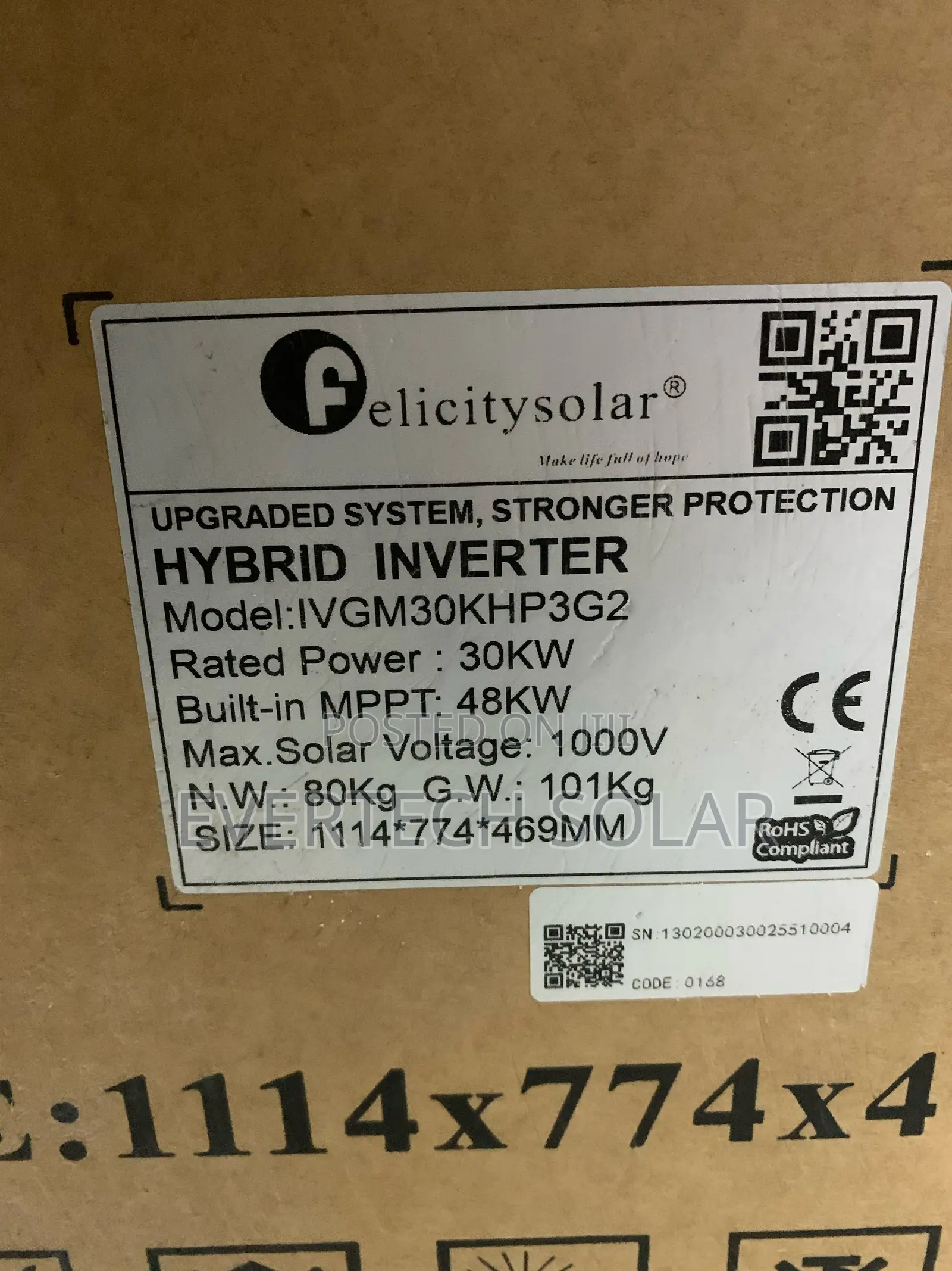Felicity 30kva 3phase 48v Ivgm Hybrid Smart Inverter