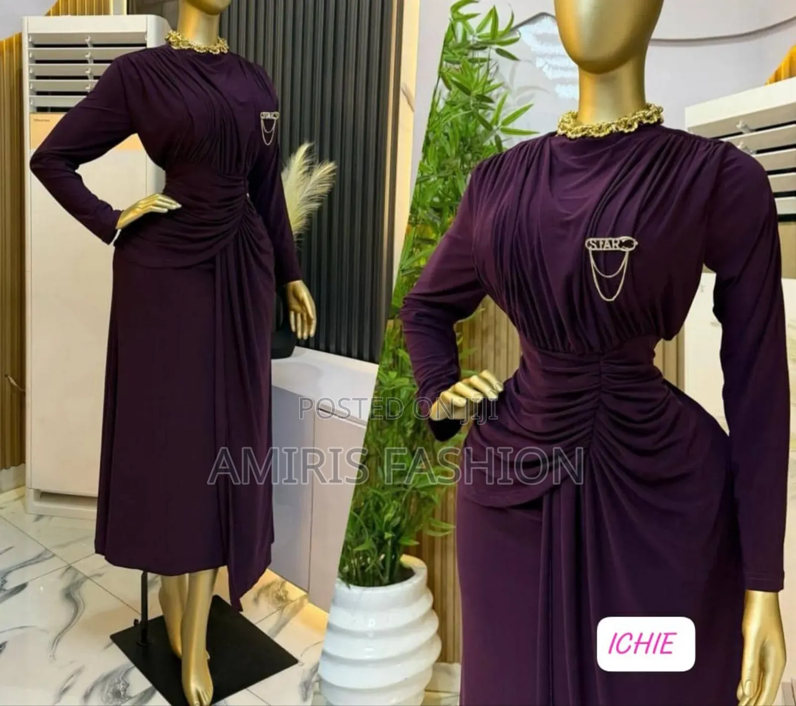 Elegant Mid Turtle Gown With Front Flare Designs