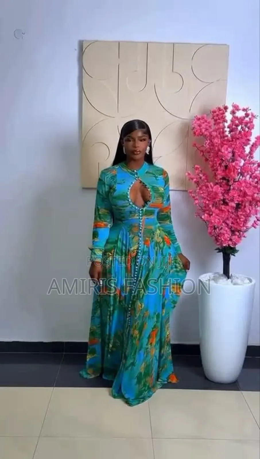 Long Sleeve Fitted Long Flare Pleated Gown