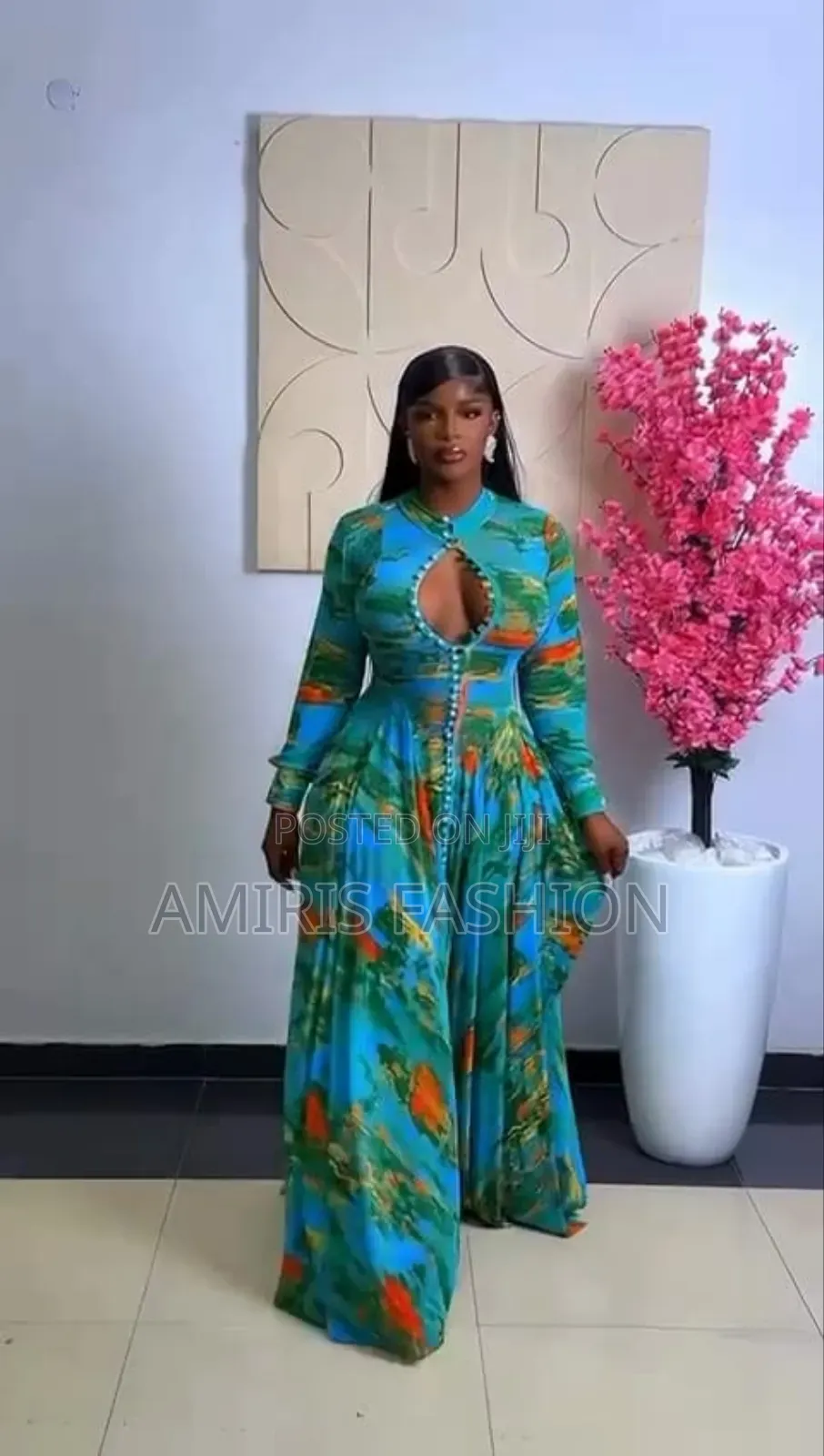 Long Sleeve Fitted Long Flare Pleated Gown