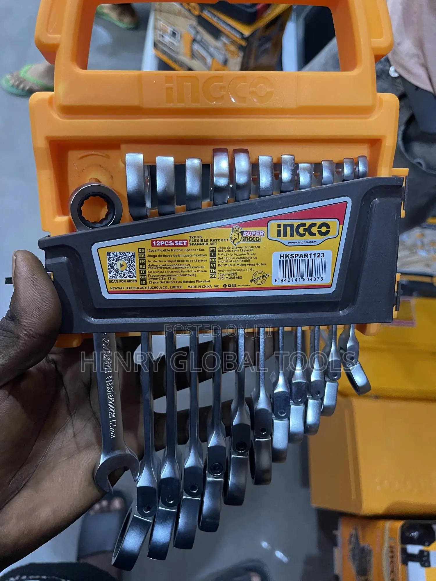 12pcs 8-19mm Ingco Flexible Ratchet Wrench Set