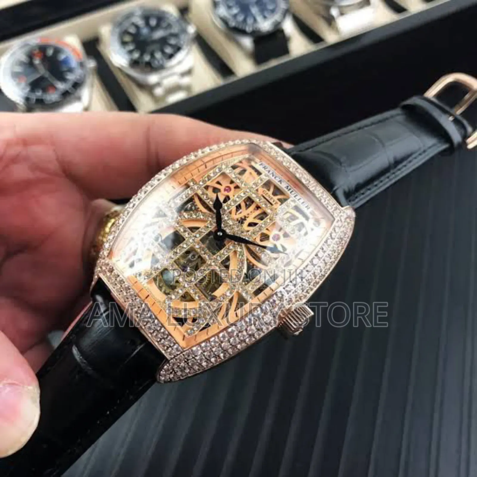 Franck Muller Genuine Leather Men's Designer Wristwatches