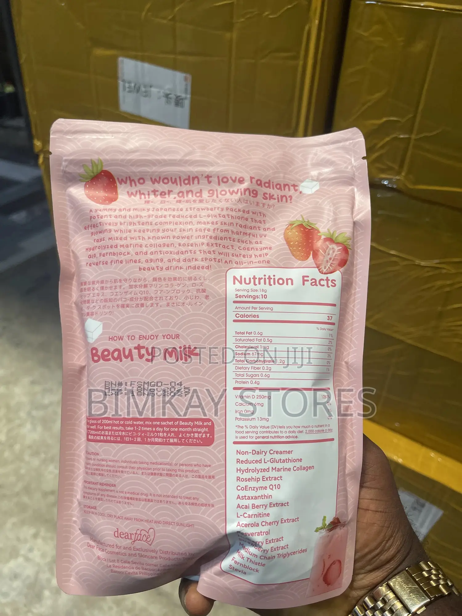 Beauty Milk Premium Japanese Strawberry Glutathione Drink Supplement