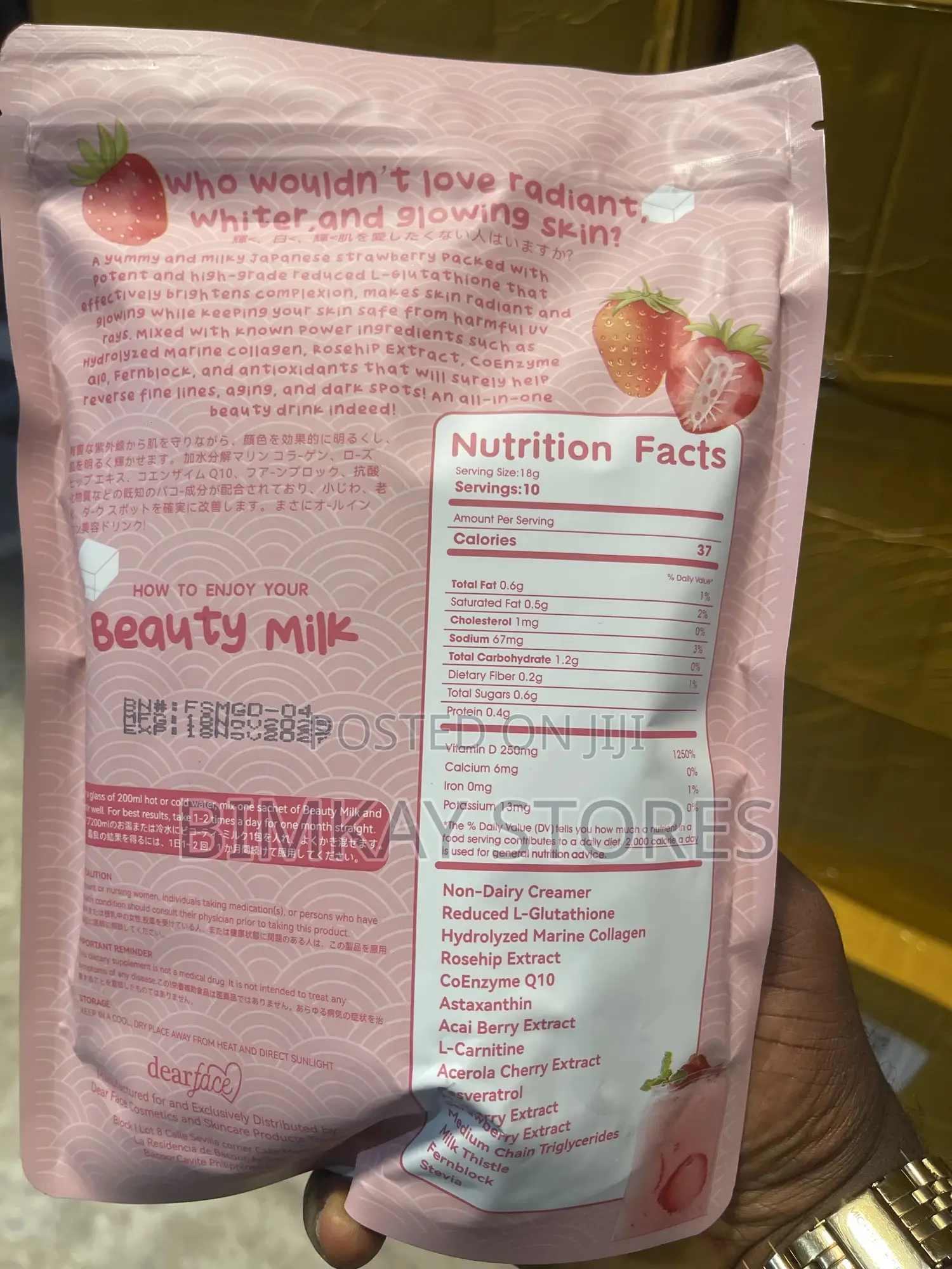 Beauty Milk Premium Japanese Strawberry Glutathione Drink Supplement