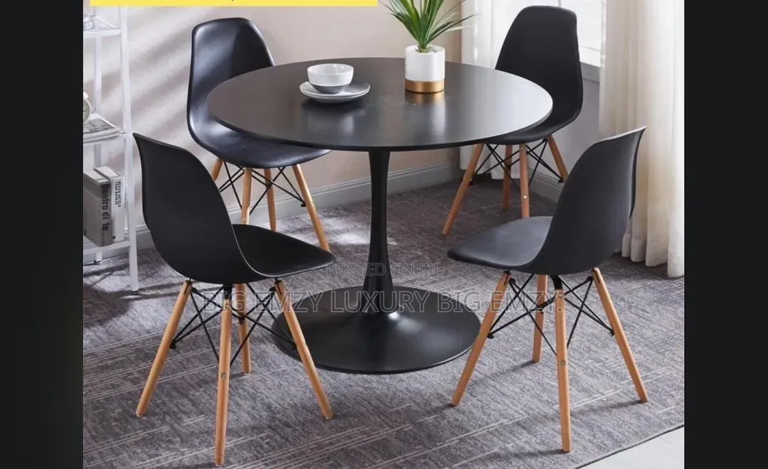 4 Seater Modern Wooden Top and Plastic Chairs Dining Set