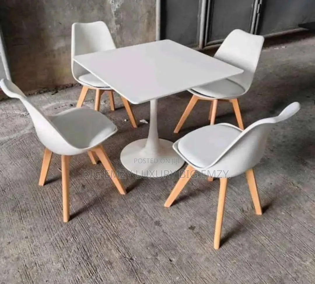 4 Seater Modern Wooden Top and Plastic Chairs Dining Set