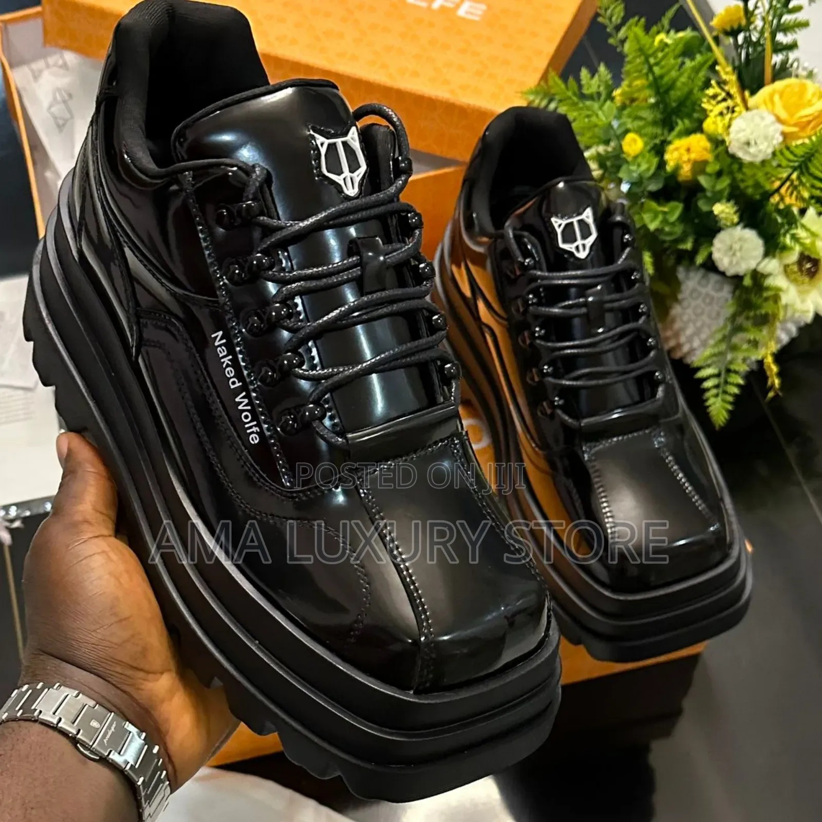 Naked Wolfe Premium Luxury Patent Leather Designer Men's Sneakers