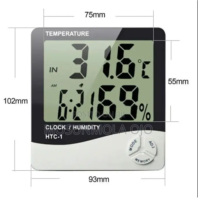 Household Thermometer and Hygrometer With Alarm Clock