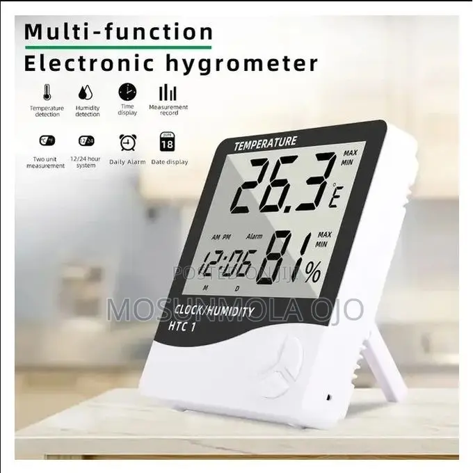 Household Thermometer and Hygrometer With Alarm Clock