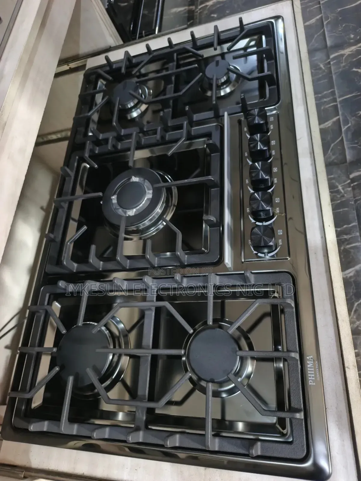 Original Phiima Built-in Black Stainless Steel 5 Burners Gas Cooker