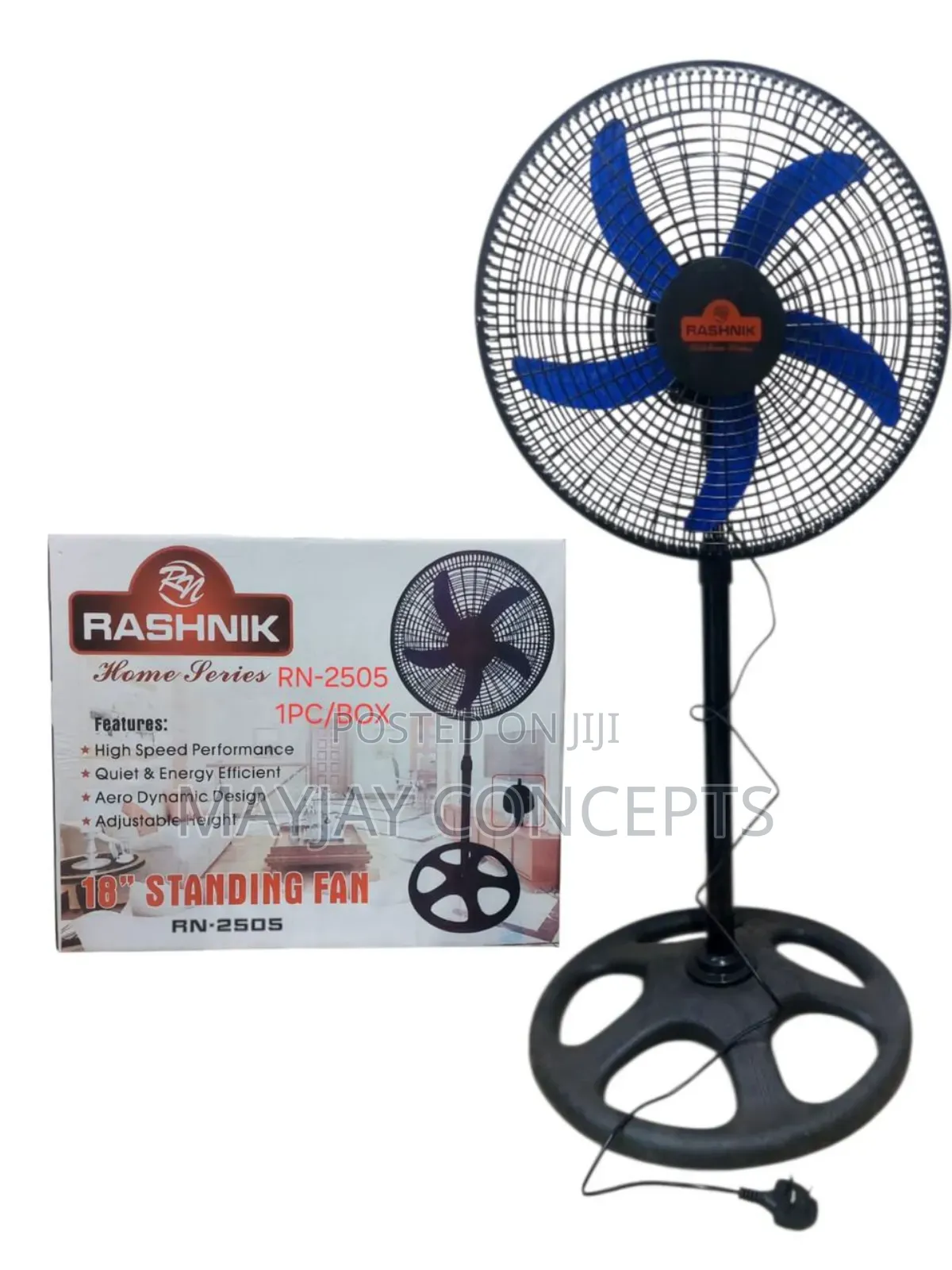 18" Rashnik Pure Copper Coil Electric Standing Fan-Big Motor,100% Copp