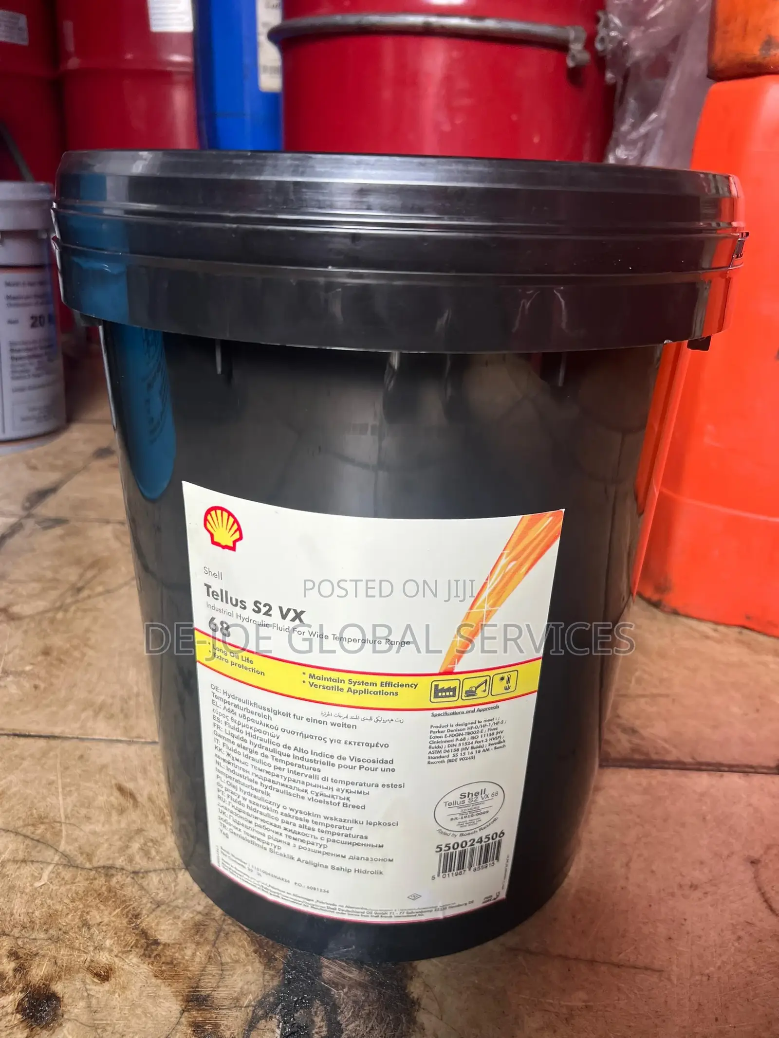 20-liter Pail Of Shell Tellus S2 Vx 68 Hydraulic Oil