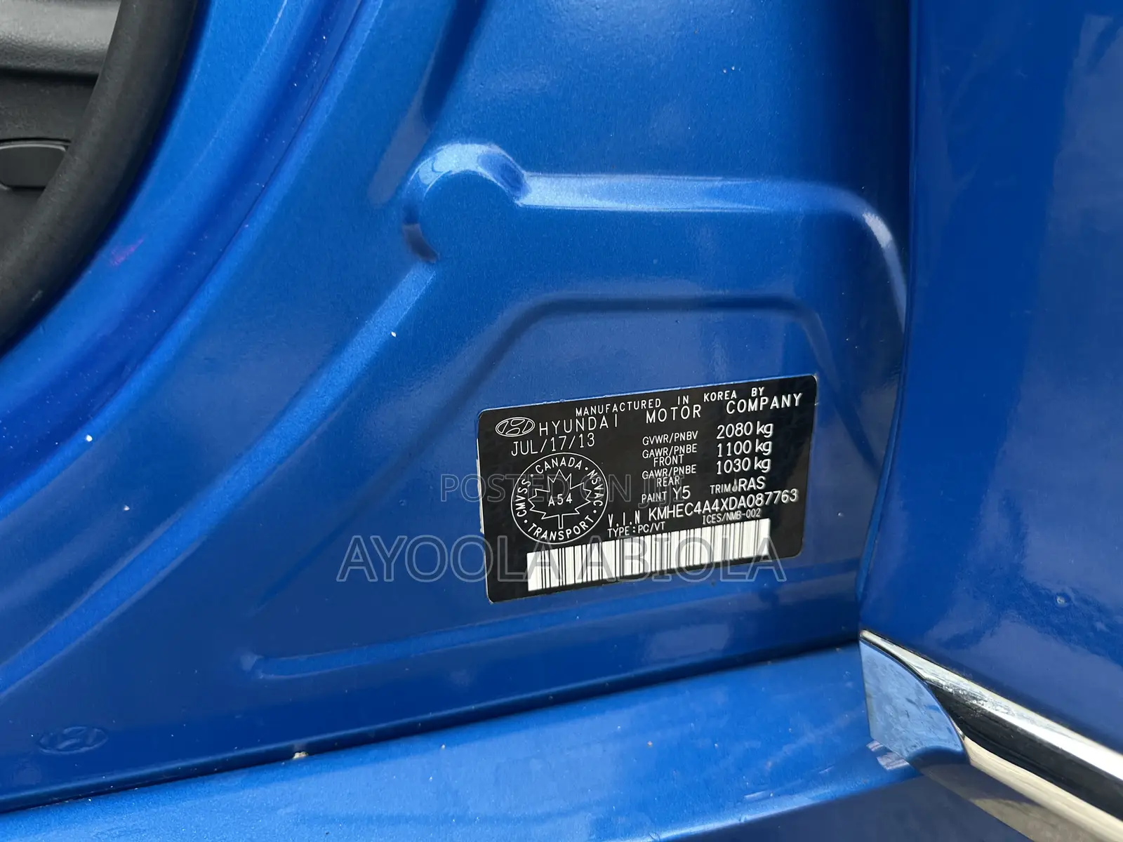 Hyundai Sonata Hybrid 2012 Blue