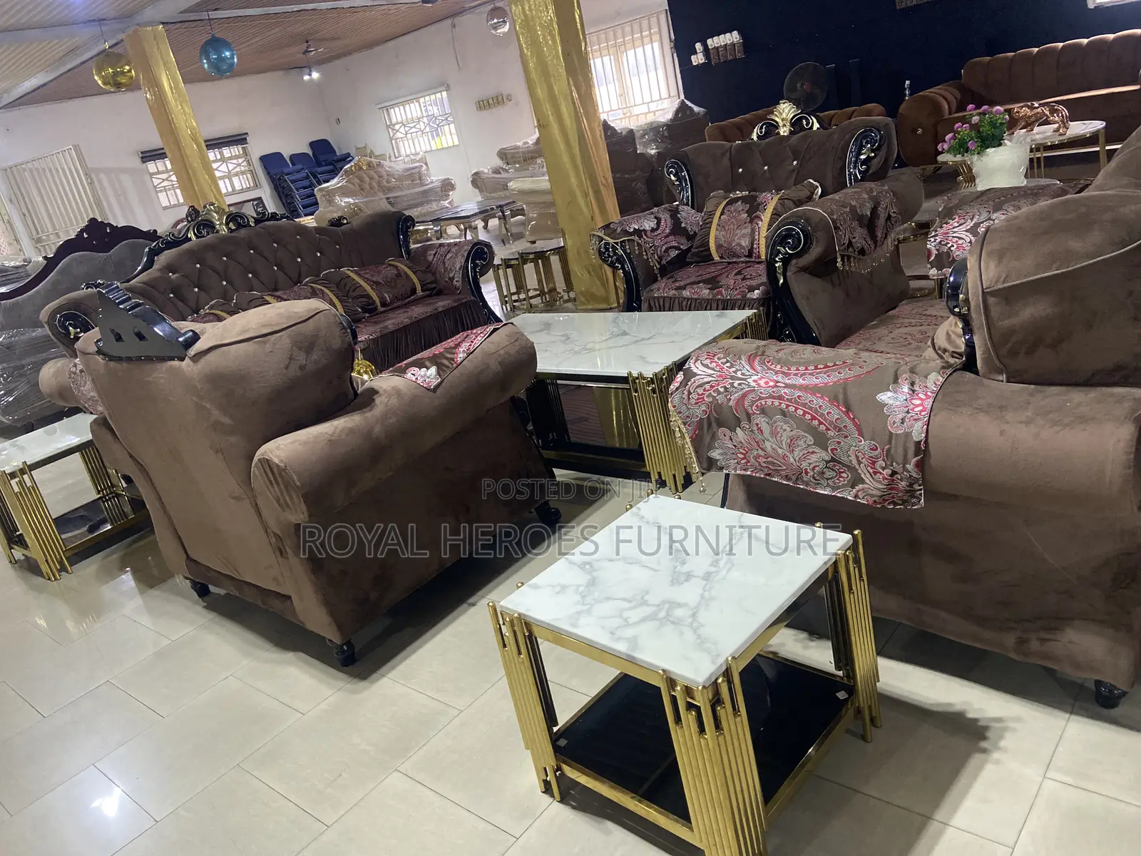 Marble Top Center Table and Stools