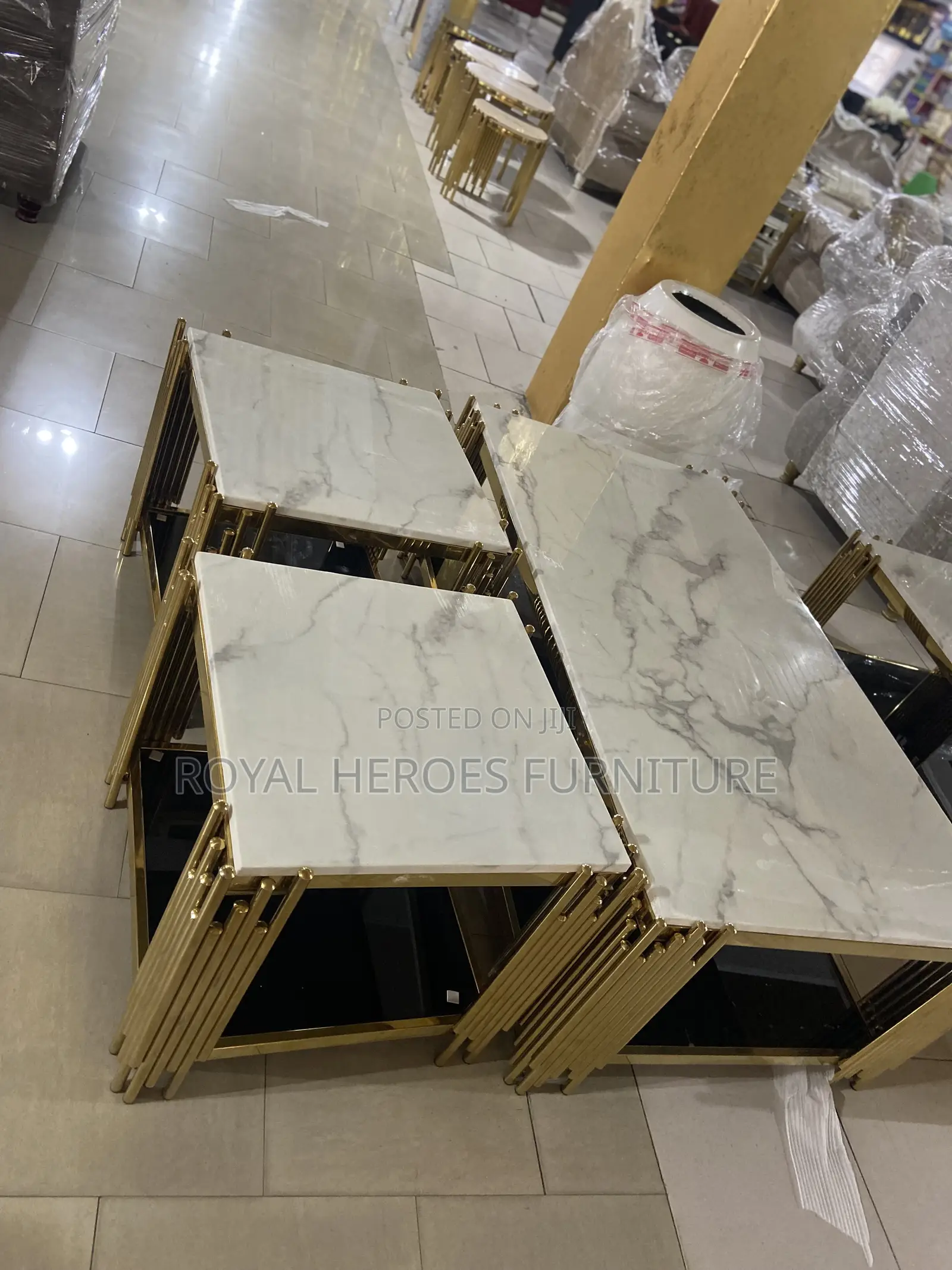 Marble Top Center Table and Stools