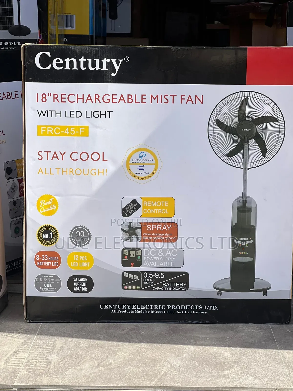 Century FRC-45-F 18" Rechargeable Water Mist Fan
