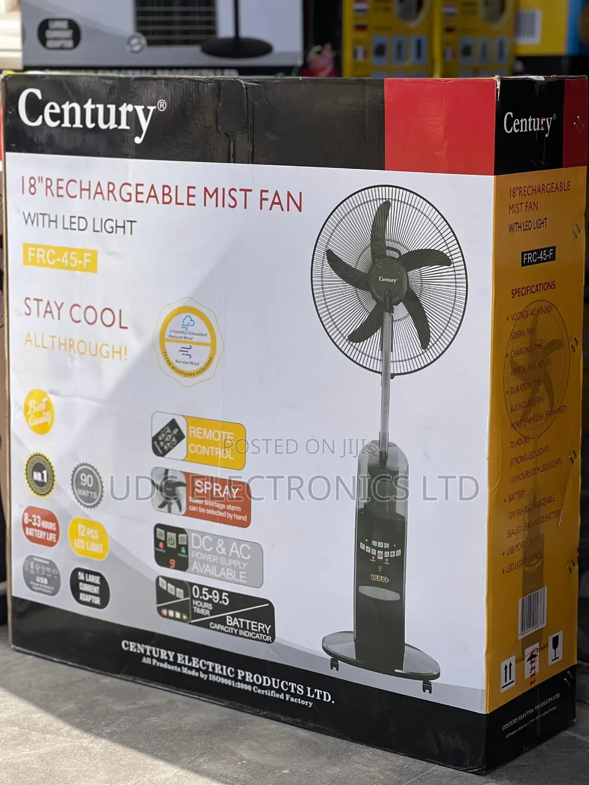 Century FRC-45-F 18" Rechargeable Water Mist Fan