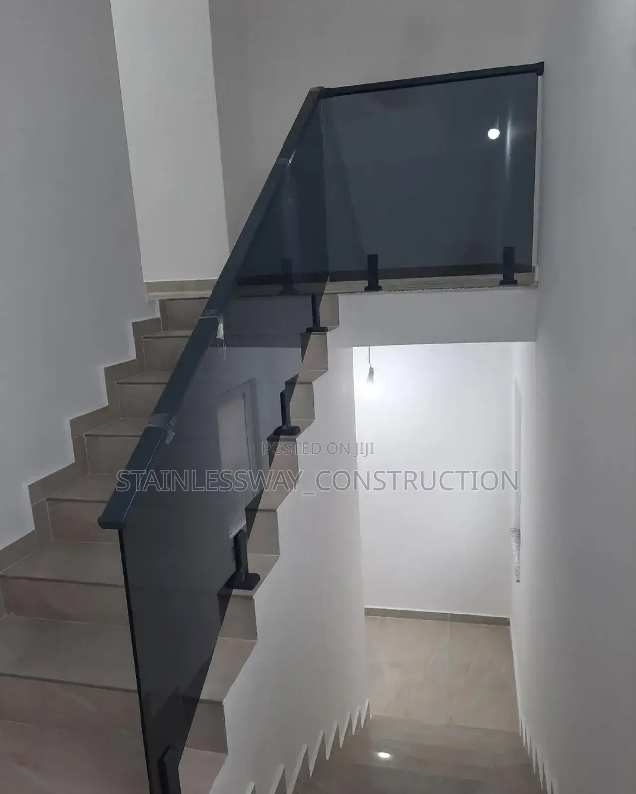 Clearedge Glass Dark Grey on Staircase