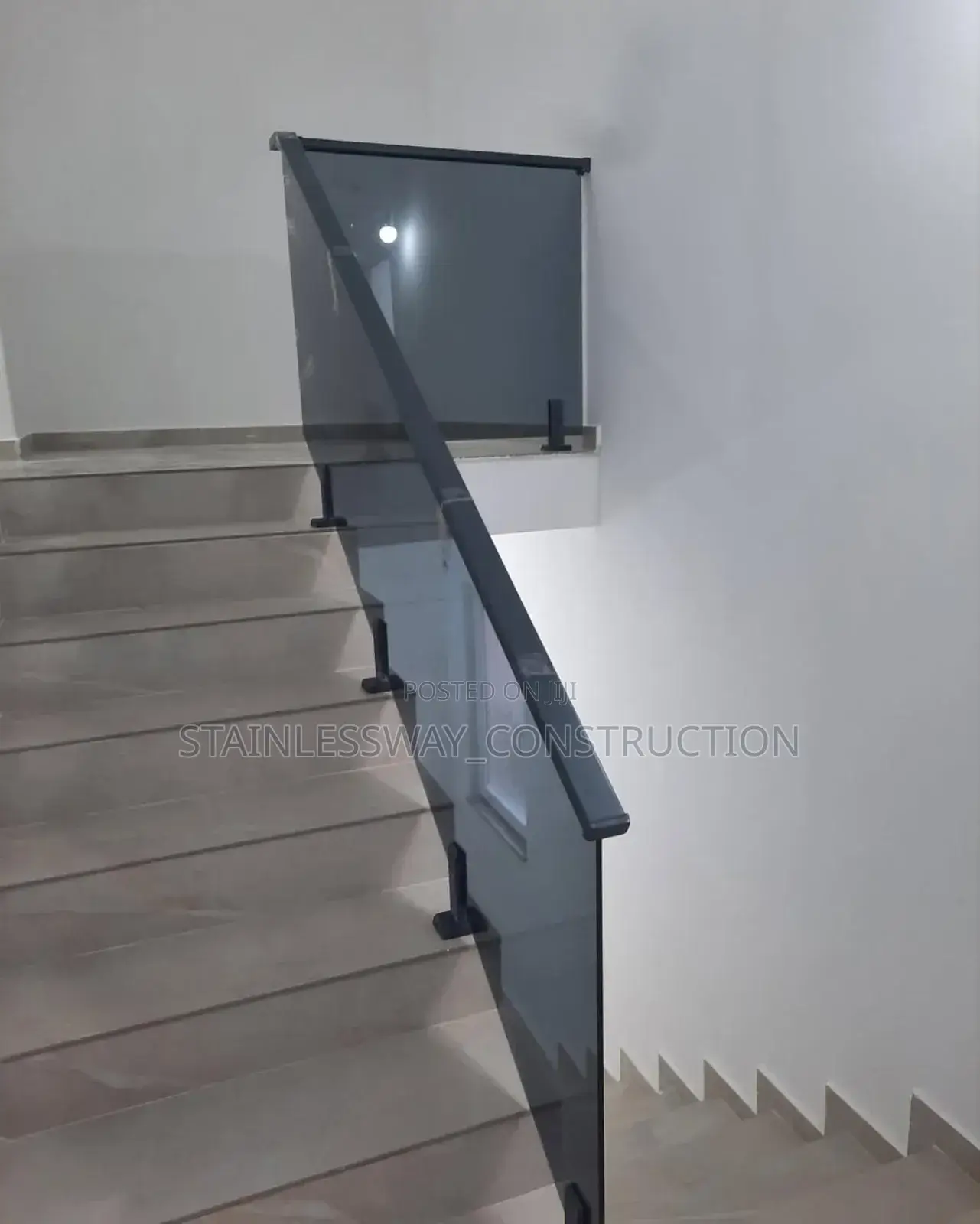 Clearedge Glass Dark Grey on Staircase