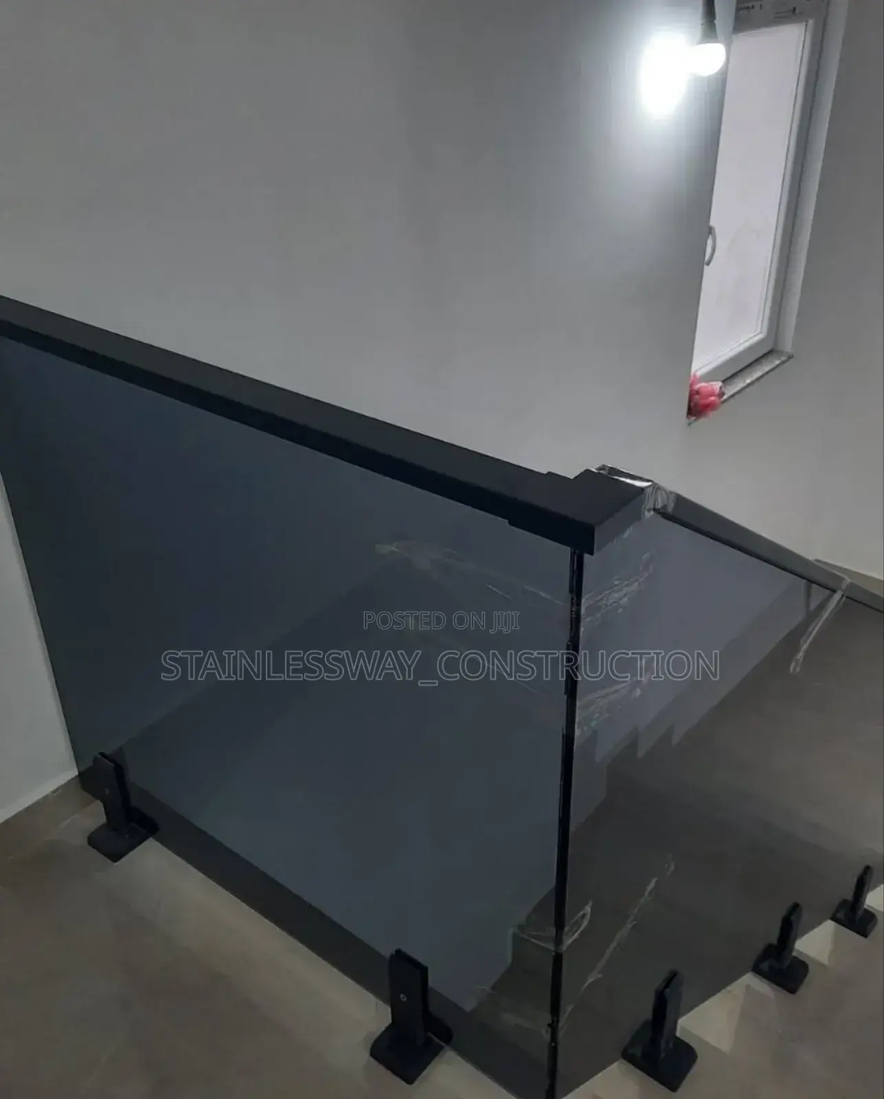 Clearedge Glass Dark Grey on Staircase