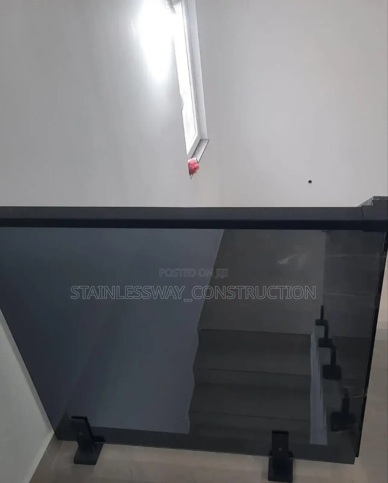 Clearedge Glass Dark Grey on Staircase