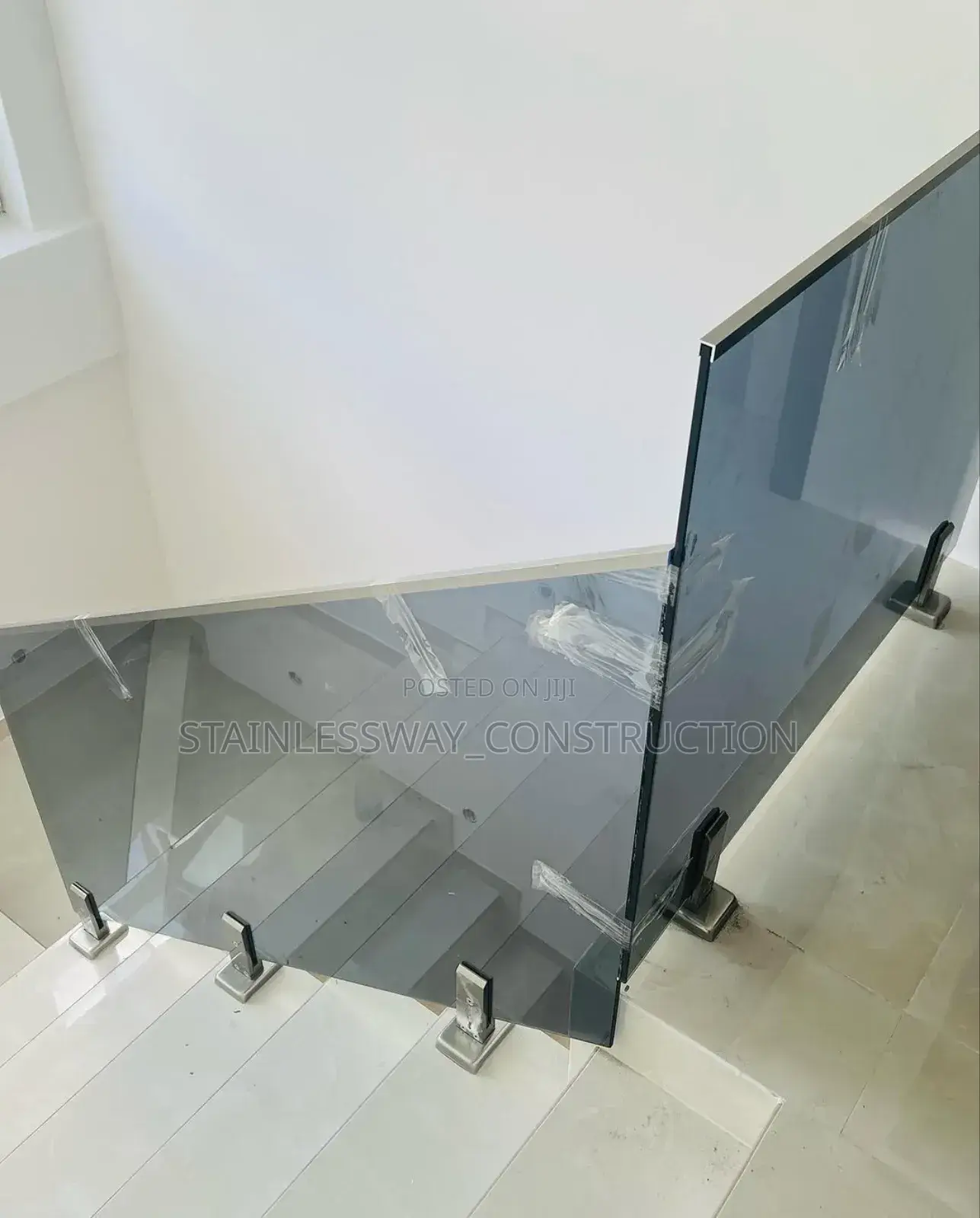 Precision Glass Dark Grey on Staircase Rail