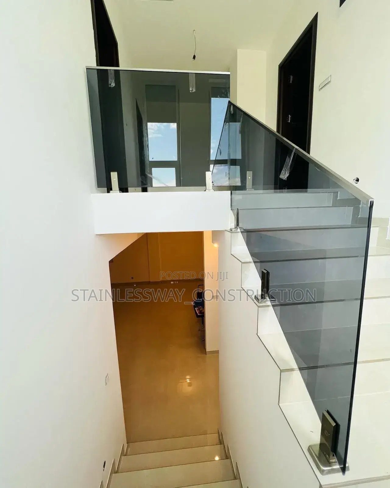 Precision Glass Dark Grey on Staircase Rail