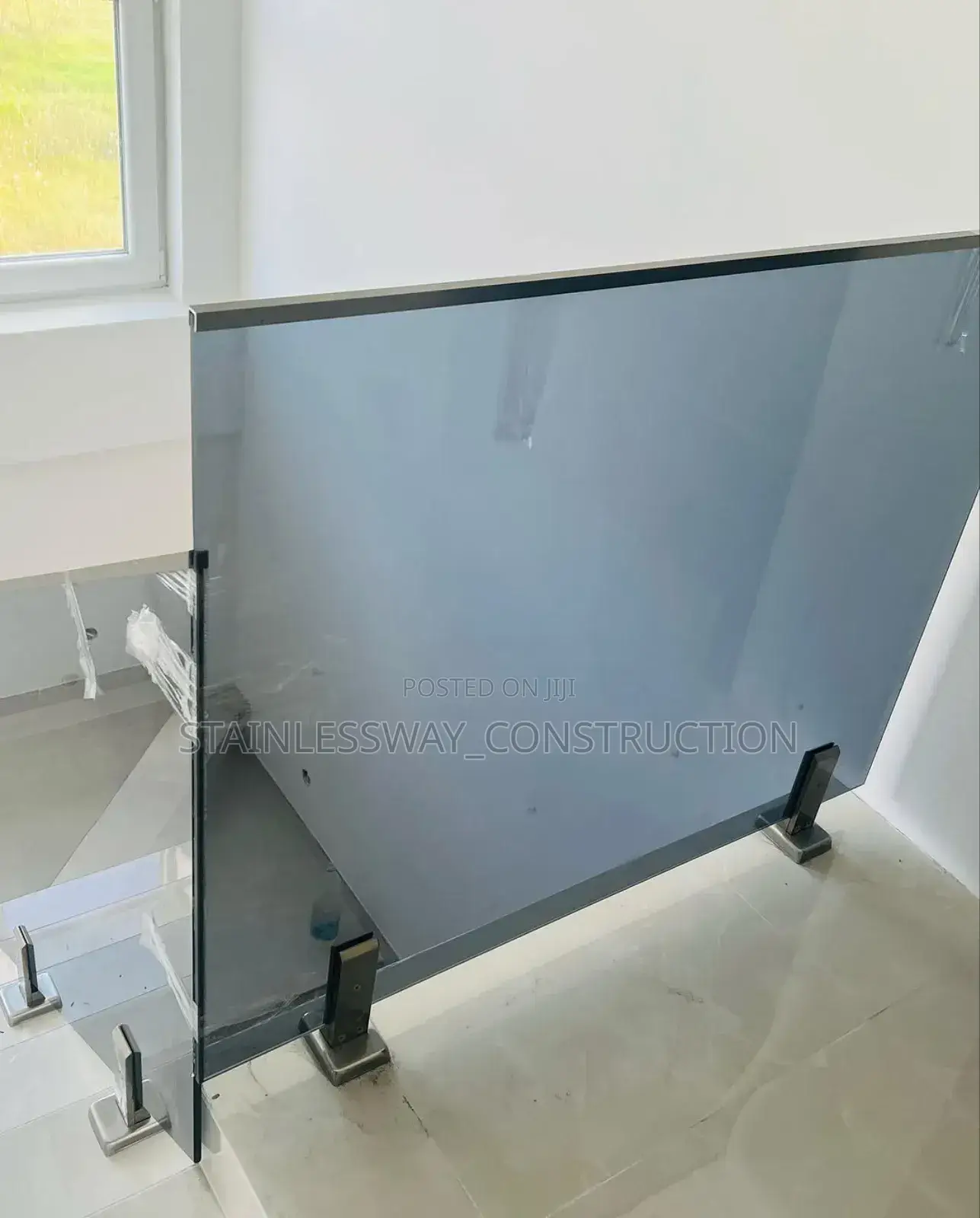 Precision Glass Dark Grey on Staircase Rail