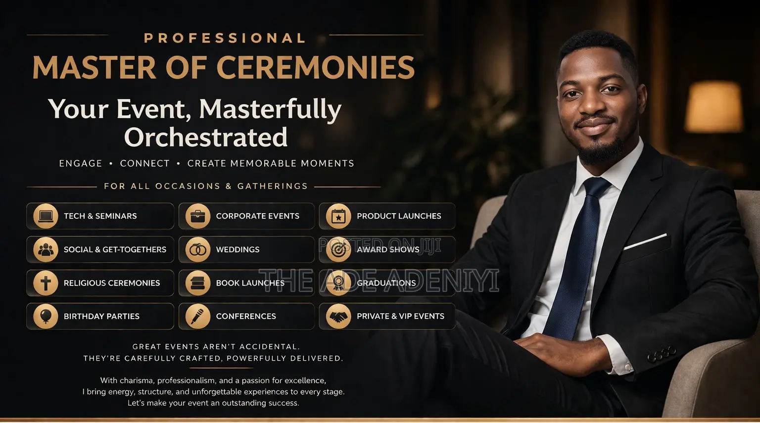 I Will McEe Your Events Masterfully. Contact Me for All Occasions