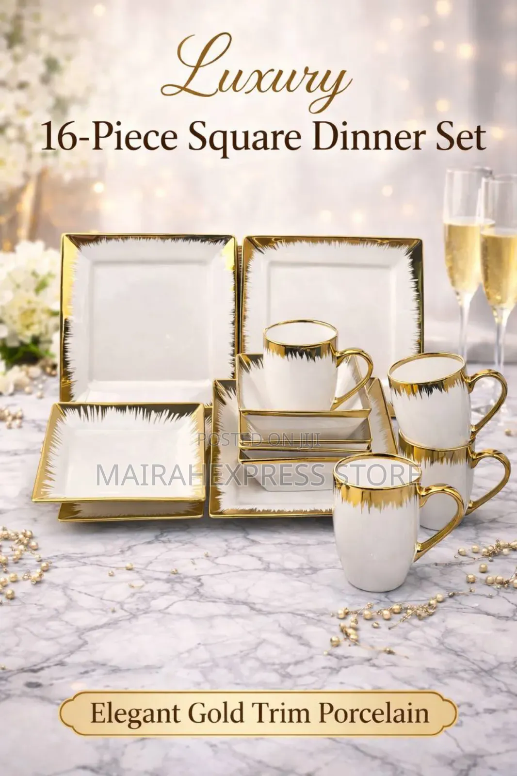 16pcs High Quality European Luxury Ceramic Dinner Set (Hmk)