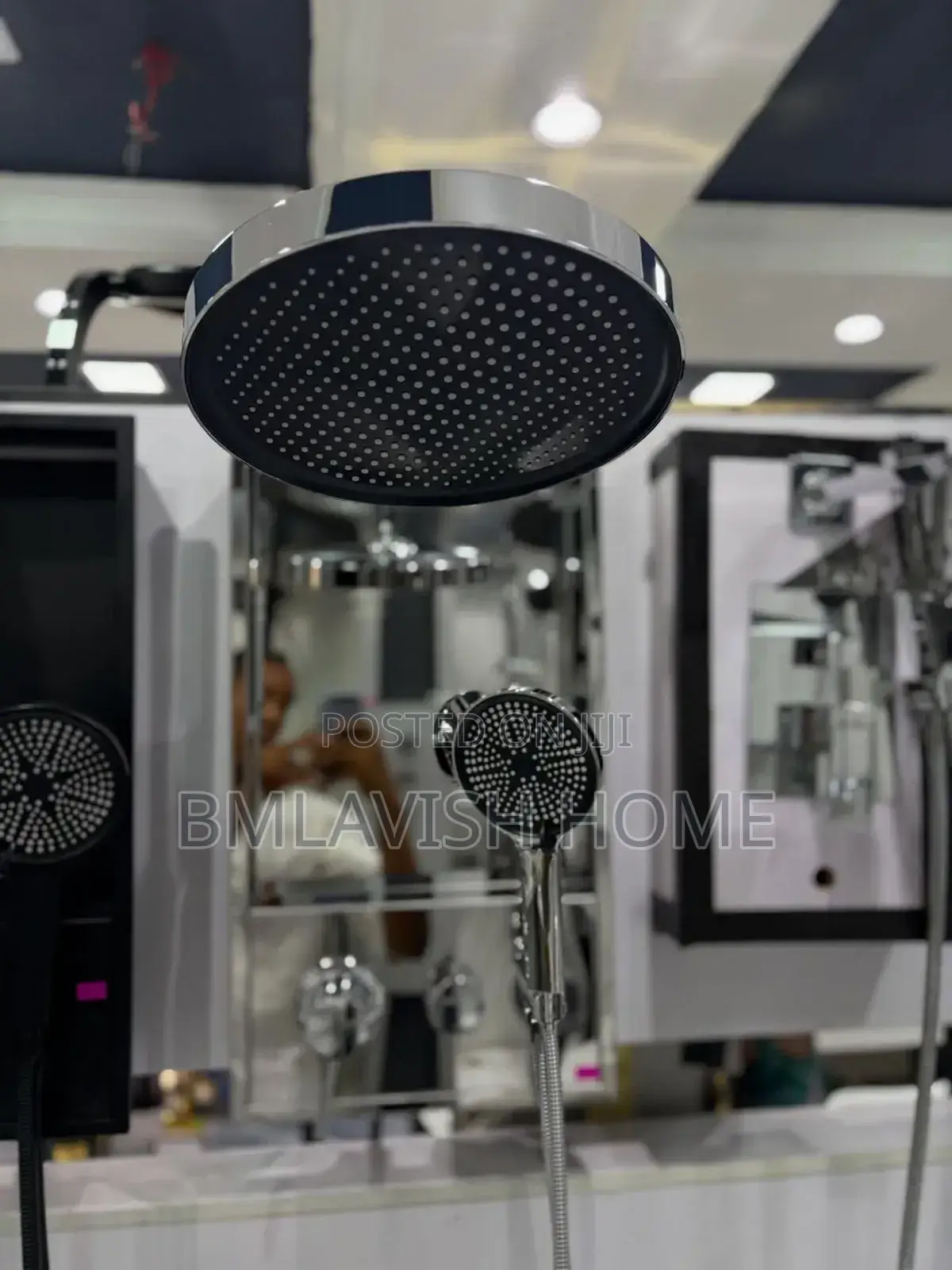 Exclusive Conduit Shower Set Black and Silver