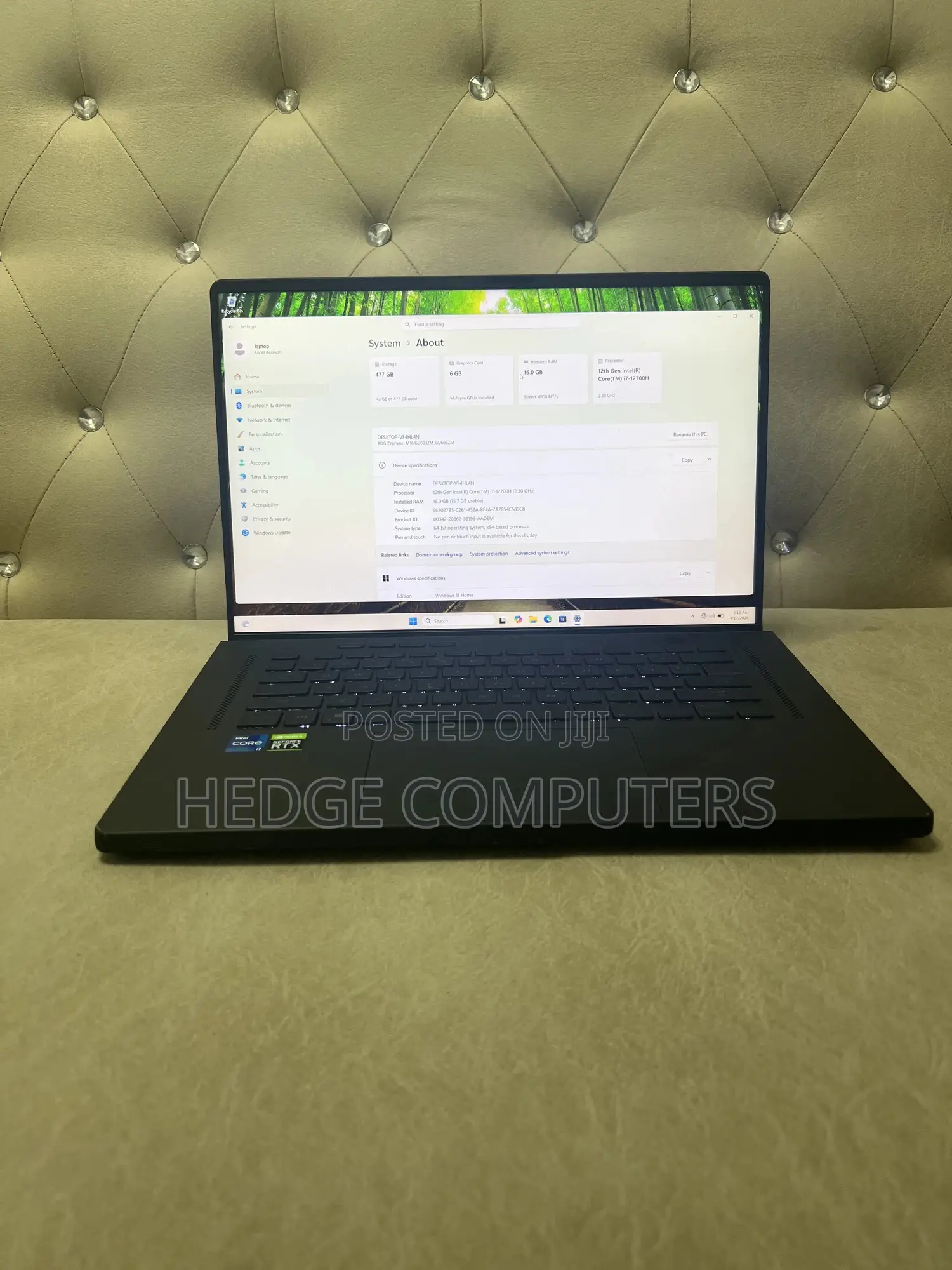 Laptop Asus ROG Zephyrus M16 GU603HR 16GB Intel Core i7 SSD 512GB