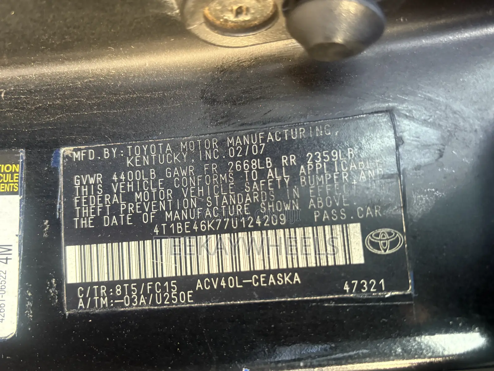 Toyota Camry LE 4dr Sedan (2.4L 4cyl 5A) 2007 Black
