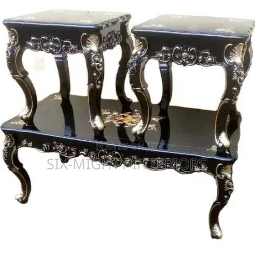 Royal Living Room Center Table With 2 Side Stools -Black